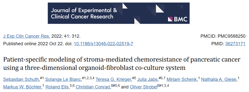 使用三維類器官-成纖維細胞共培養系統對胰腺癌基質介導的化學耐藥性進行患者特異性建模 使用三維類器官-成纖維細胞共培養系統對胰腺癌基質介導的化學耐藥性進行患者特異性建模